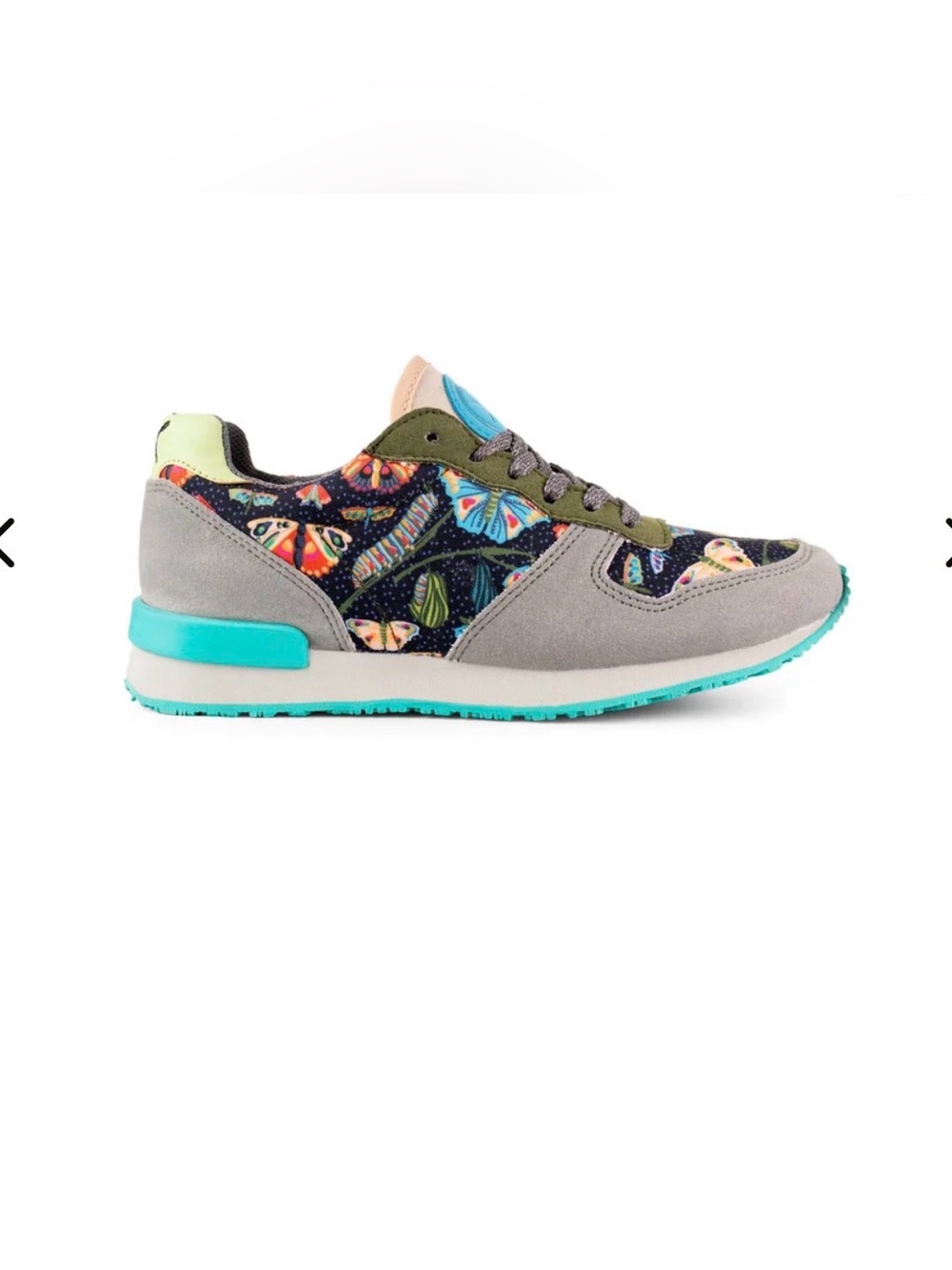 Inkkas Joggers Flutterby Vegan Grey Butterfly Print Sneakers with Teal Accent